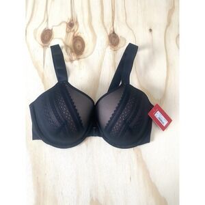Spanx Bra-llelujah Illusion Lace Full Coverage Bra Size 38D Black #30061R NWT